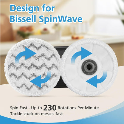 6 Pack 3897A / 3712 Rotating Steam Mop Pads Replacement or Bissell SpinWave SmartSteam Scrubbing Steam Mop Cleaner 【Models 3897A/3712 ONLY】, Washable Reuseable Reill Pads