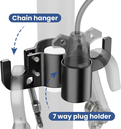 Safoner Aluminum Trailer Towing Chain Organizer with 7-Way Plug Holder- Heavy-Duty RV Tongue Jack Accessories