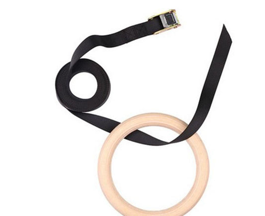 2 pcs Wood Gymnastic Rings - Olympic Gym Rings with Adjustable Straps, Heavy Duty Gym Equipment for Home Gym, Train Workout, Strength Training 28mm