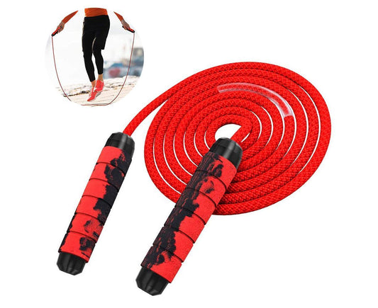 Weighted Jump Rope for Adult Fitness - Long for Cardio Exercise Workouts, Non-Slip Handles - Red