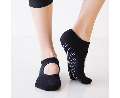 3 Pack Non Slip Grip Yoga Socks for Pilates, Barre, Home-Black