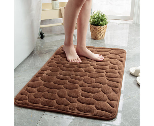 Floor Rugs Easy Clean Water Absorbent Solid Color Anti-slip Entrance Door Bath Mat for Home-Coffee 50*80cm
