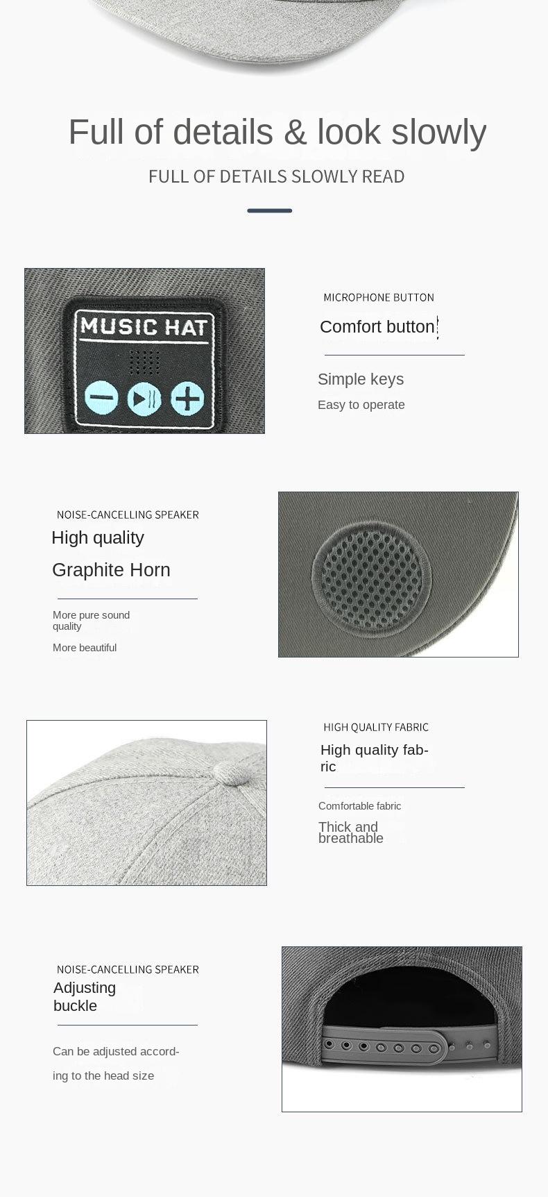 Light Gray Wireless Bluetooth Hat - Sports Cap with Dual Speakers, Bluetooth 5.4,Outdoor Music Hat for Running,Jogging,and Sports