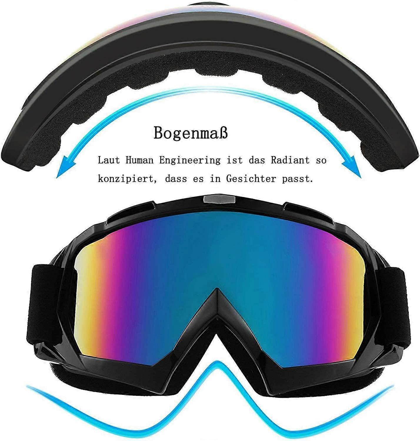Motorcycle Goggles Ski Goggles UV Anti-fog Goggles with Double Foam Padding for Outdoor Activities Skiing Cycling Snowboarding