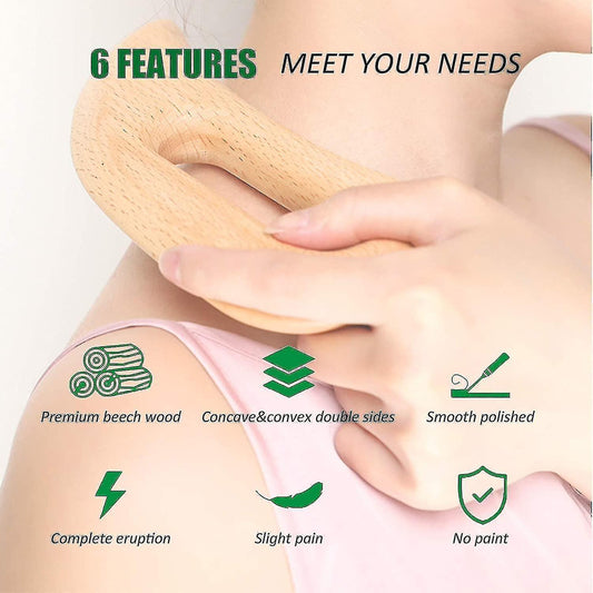 Wooden Lymphatic Drainage Massage Tool, Handheld Gua Sha Scraping Paddle, Anti Cellulite, Used On Whole Body, Manual Muscle Pain Relief