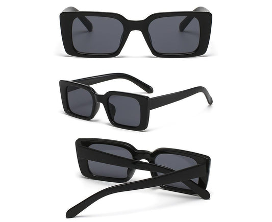 Small Rectangle Sunglasses For Women Retro Gradient Sun Glasses Female Vintage Anti Glare Shades Ladies UV400 - Hawksbill Black