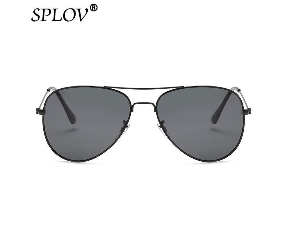 SPLOV Aviation Polarized Sunglasses Men and Women Brand Designer Pilot Sun Glasses Classic Coating Driving - Black Grey