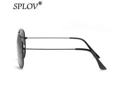 SPLOV Aviation Polarized Sunglasses Men and Women Brand Designer Pilot Sun Glasses Classic Coating Driving - Black Grey
