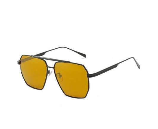 Retro Oversized Square Polarized Sunglasses for Women Men Vintage Double Bridge Shades UV400 Classic Large Metal Sun Glasses