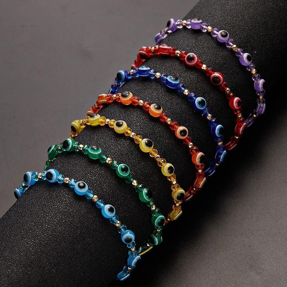 Bracelet, Crystal Bead Bracelet, Retro Evil Eye Bracelet, Handmade Female Bracelet, Braid Rope Couple Bracelet, Lucky Fashion Jewelry