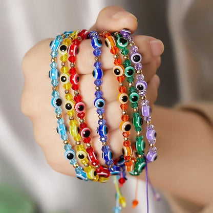 Bracelet, Crystal Bead Bracelet, Retro Evil Eye Bracelet, Handmade Female Bracelet, Braid Rope Couple Bracelet, Lucky Fashion Jewelry
