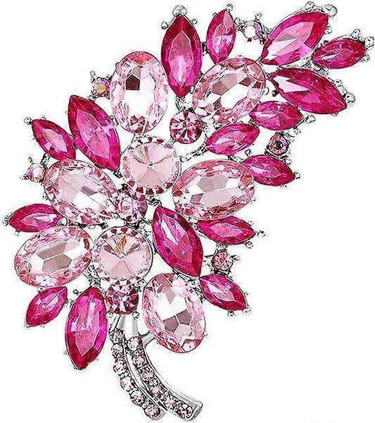 Created Crystal Fashion Brooch Pin Wedding Feather Brooches for Women-Rosered