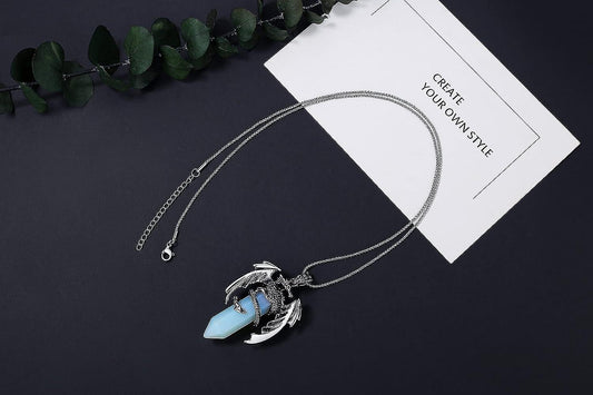 Dragon Necklace For Men Women Crystal Necklace Cool Mens Necklaces Dragon Jewelry Natural Gemstone Necklace