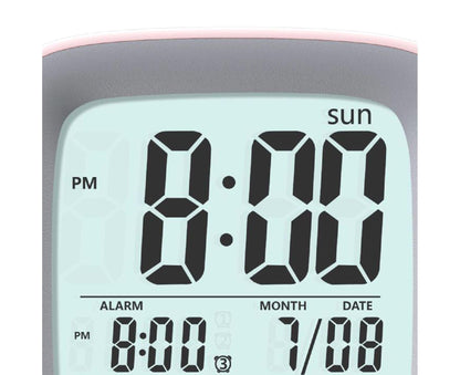 500mAh Alarm Clock Mute Battery Operated ABS Snooze Chargeable Digital Clock for babies - Pink