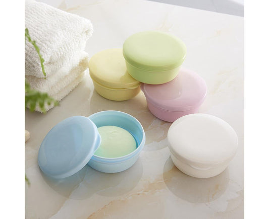 Portable Home Travel Round Plastic Bathroom Shower Soap Storage Seal Box Holder-Pink