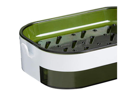 Soap Case Wall Mounted Ventilation Plastic Water Draining Dry Quickly Soap Sponge Dish for Bathroom-Green