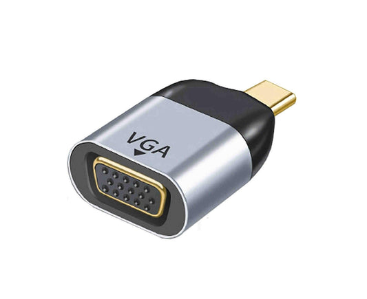 Portable Dual Ports USB Type C to VGA 1080P 4K 60HZ Adapter for Thunderbolt 3 - Grey