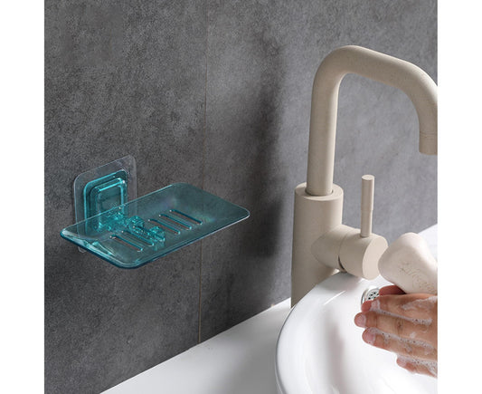 Soap Holder Easy to Install Selfdhesive PVC Bathroom Soap Holder for Home-Green