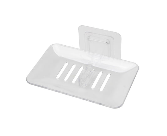 Soap Holder Easy to Install Selfdhesive PVC Bathroom Soap Holder for Home-White