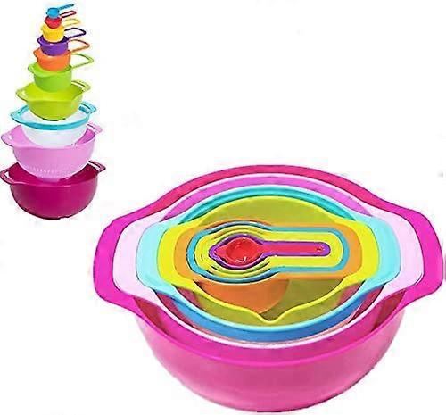 10 Pcs Mixing Bowl Set, Set-color Kitchen Bowl Colander Mesh Filter, Measuring Cup And Spoon Hover Image