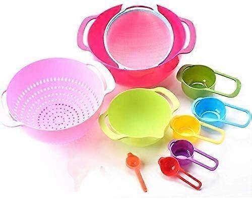 10 Pcs Mixing Bowl Set, Set-color Kitchen Bowl Colander Mesh Filter, Measuring Cup And Spoon Main Image