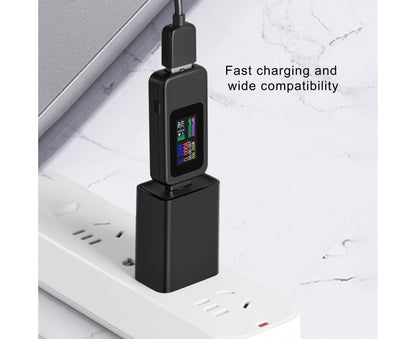 USB Tester LCD Digital Display Rapid Identification Plug And Play 160-Degree Wide Viewing Angle 65W/120W Charger Tester for Mobile Phone - Black