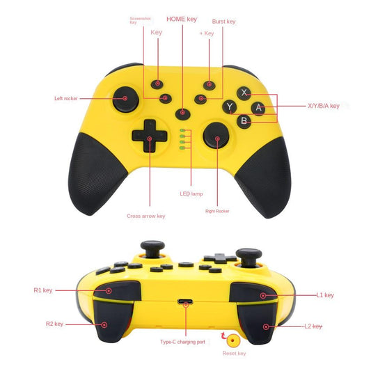 Wireless Game Controller for Switch,PC,Android & PS3 - Pro Gaming Gamepad with Bluetooth,Turbo & Vibration - Black Red