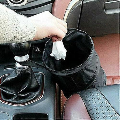 Black Portable Collapsible Car Bin | Trash Can| Bin| Car Bin | Car Accessories | Rubbish Bin | Car Gadgets | Storage Basket | Pop-up Leak Proof Trash