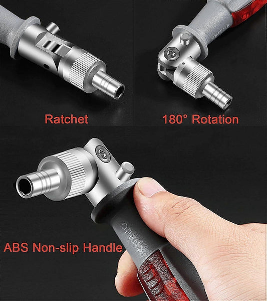 Ratchet Screwdriver with gripic Multi Bit, 10 in 1, Small Pocket Mini Screwdriver, Suitable for Home and Interior Car Accessory, Red, 1 Piece