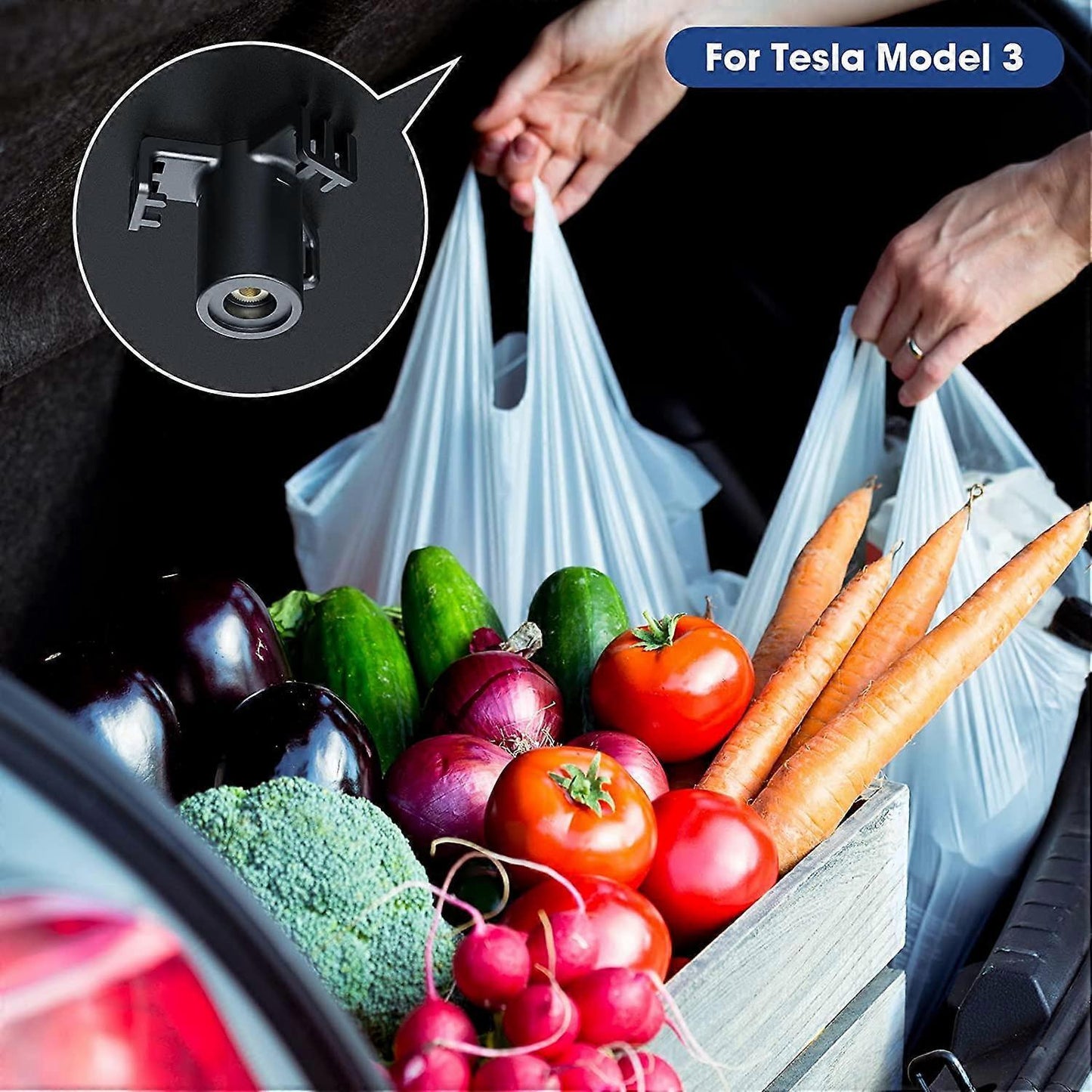 Piece ABS Trunk Hook for Tesla  Car Interior Modification Accessories Durable Trunk Organizer Behind - Grocery Bag Hanging Hooks (Model 3)