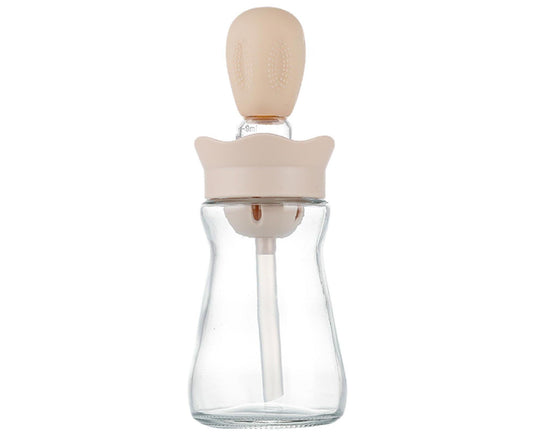 200ML 2 in 1 Glass Oil Bottle with Silicone Brush-Pink