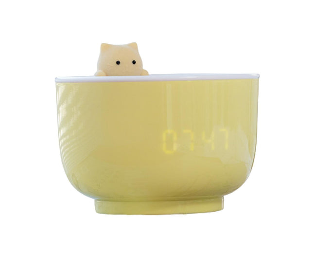 Alarm Clocks USB Powered Cats Teacup ABS LED Night Light Digital Clock for Desk - Yellow Hover Image