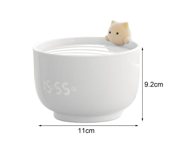 Alarm Clocks USB Powered Cats Teacup ABS LED Night Light Digital Clock for Desk - Yellow Main Image