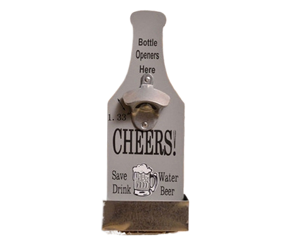 1Pc Retro Creative Wall Mounted Beer Style Decorative Hanger Bottle Opener-Grey