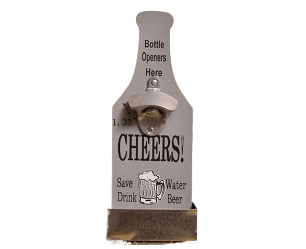1Pc Retro Creative Wall Mounted Beer Style Decorative Hanger Bottle Opener-Grey Hover Image
