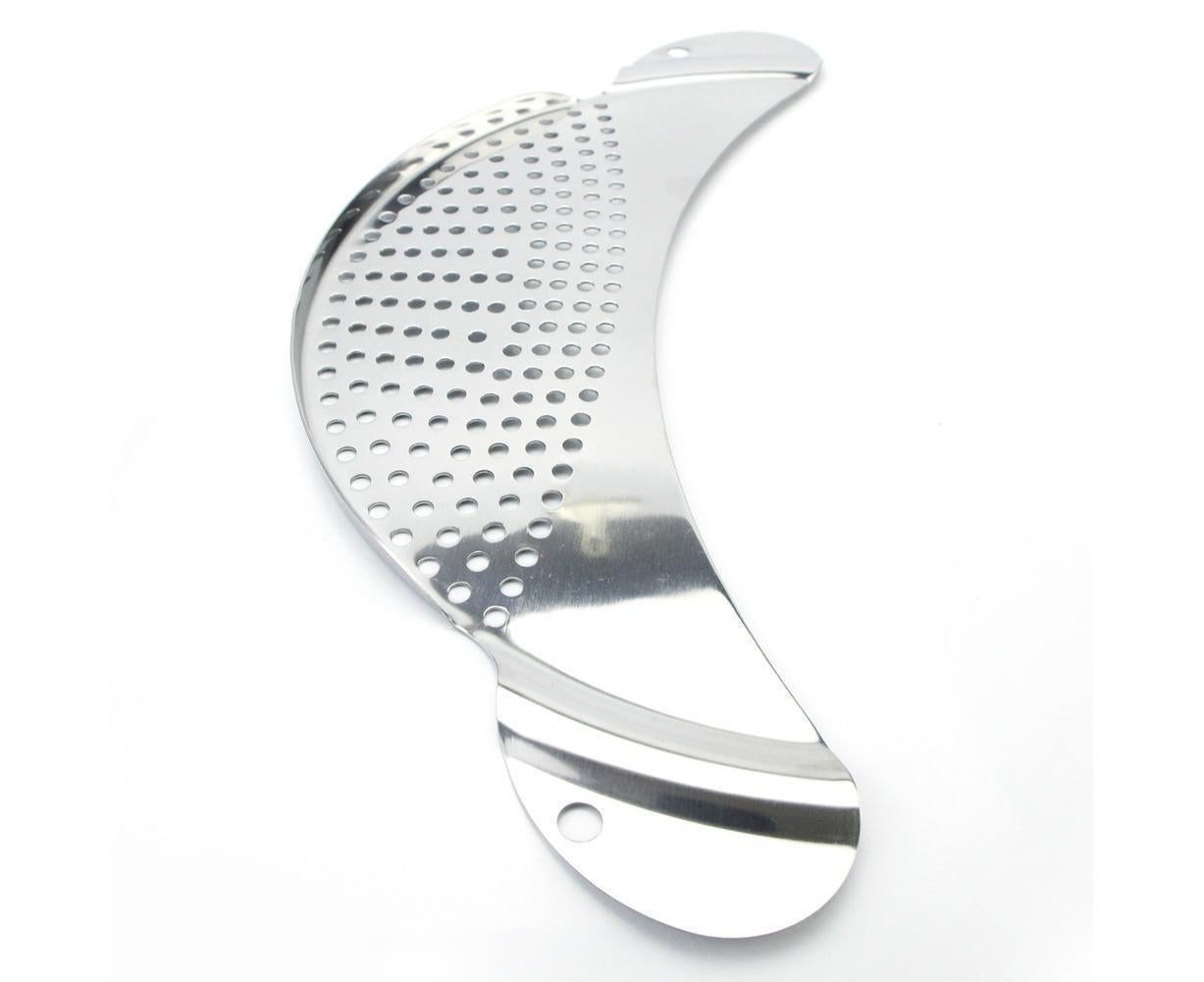 Pot Pan Strainer Board Crescent Shape Draining Hole Wash Fruit Vegetable Filter-Silver