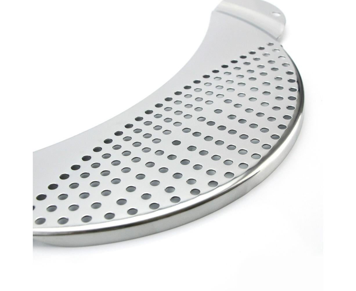 Pot Pan Strainer Board Crescent Shape Draining Hole Wash Fruit Vegetable Filter-Silver