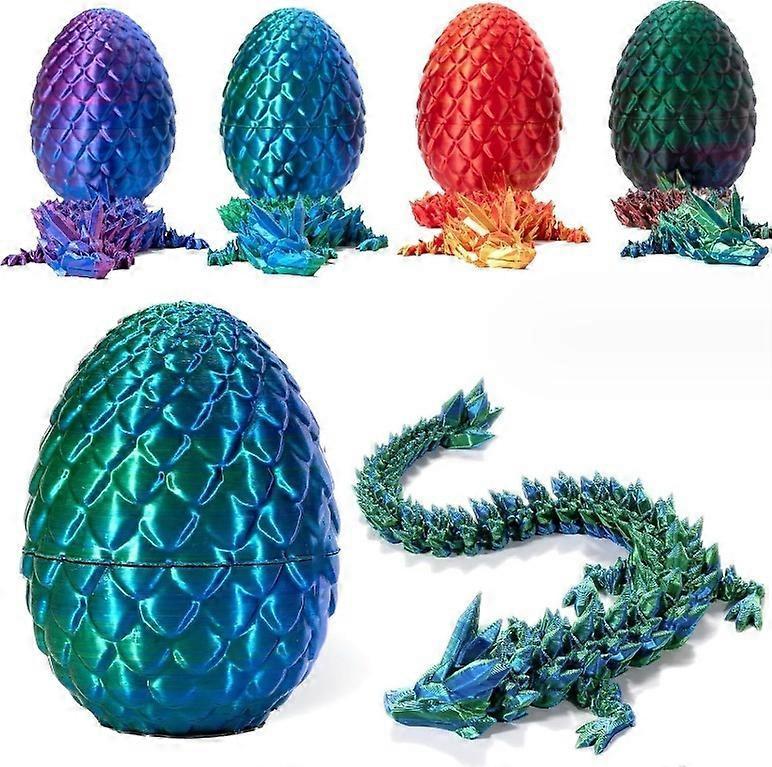3D Printed Dragon in Egg, Full Articulated Dragon Crystal Dragon with Dragon Egg