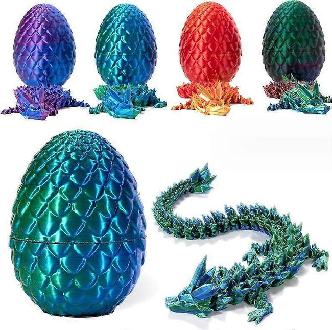 3D Printed Dragon in Egg, Full Articulated Dragon Crystal Dragon with Dragon Egg Main Image