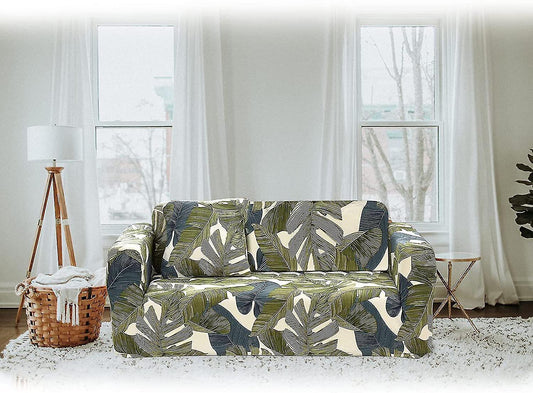 2 Seater Sofa Cover Elastic Spandex Sofa Cover with Armrests - Green 145-185cm