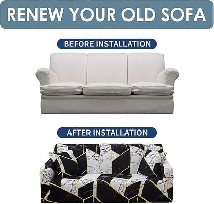 2 Seater Elastic Sofa Cover with Armrests Armchair Furniture Protector Universal Fit