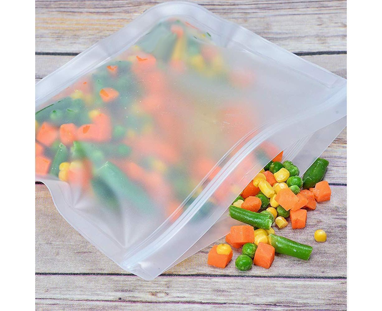 5Pcs Reusable Frosted Self Sealed Sandwiches Food Freezer Storage Bag Organizer