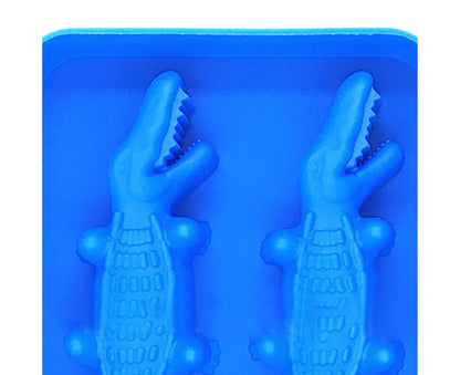 Ice Mould Tray Creative 3D Crocodile Shape Silicone Mold-Dark Blue