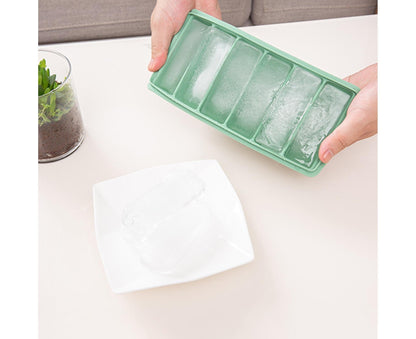 Ice Tray Stretchy 6 Cavities Silicone Low Temperature Resistance Ice Cube Mold Kitchen -Cyan