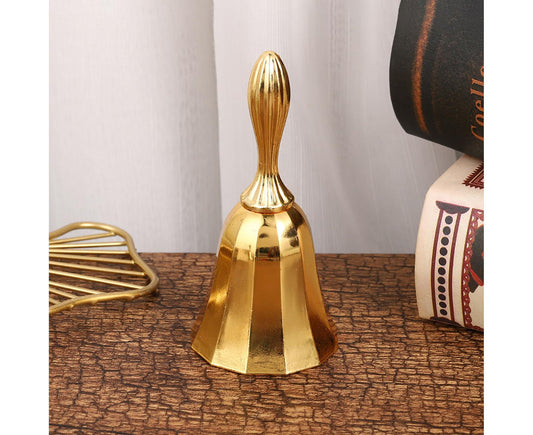 Portable Call Bell Widely Use Zinc Alloy Solid Decorative Dinner Handbell for Home-Golden