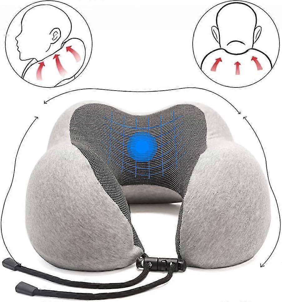 Comfy Memory Foam Travel Pillow for Airplane Car - Gray