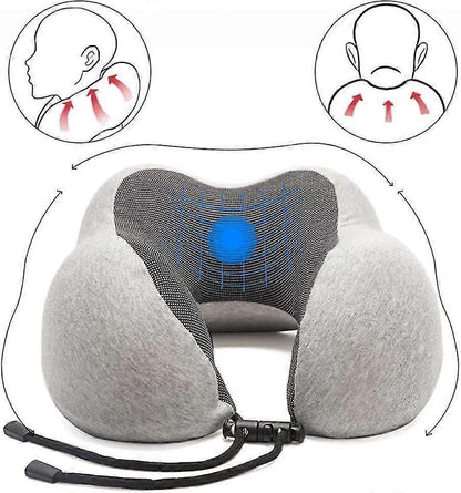 Comfy Memory Foam Travel Pillow for Airplane Car - Gray