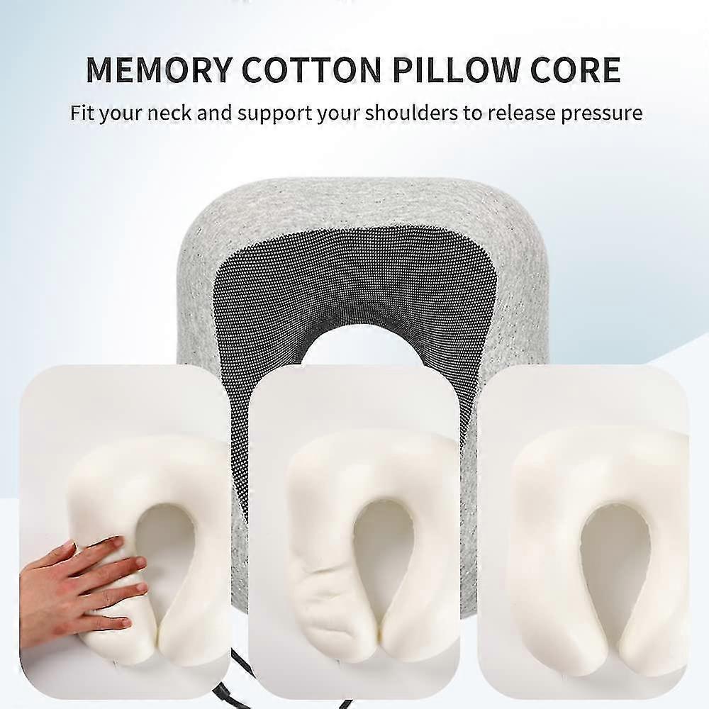 Comfy Memory Foam Travel Pillow for Airplane Car - Gray