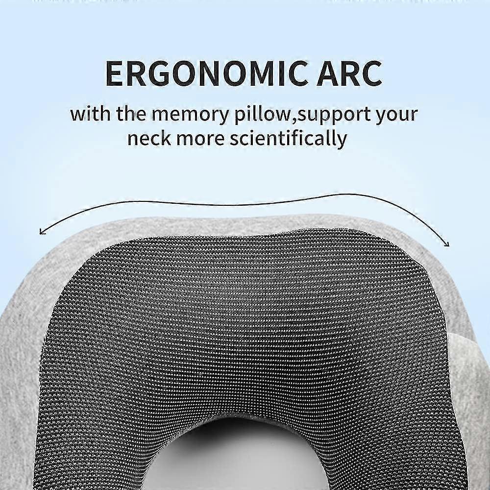 Comfy Memory Foam Travel Pillow for Airplane Car - Gray