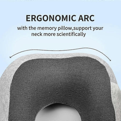 Comfy Memory Foam Travel Pillow for Airplane Car - Gray